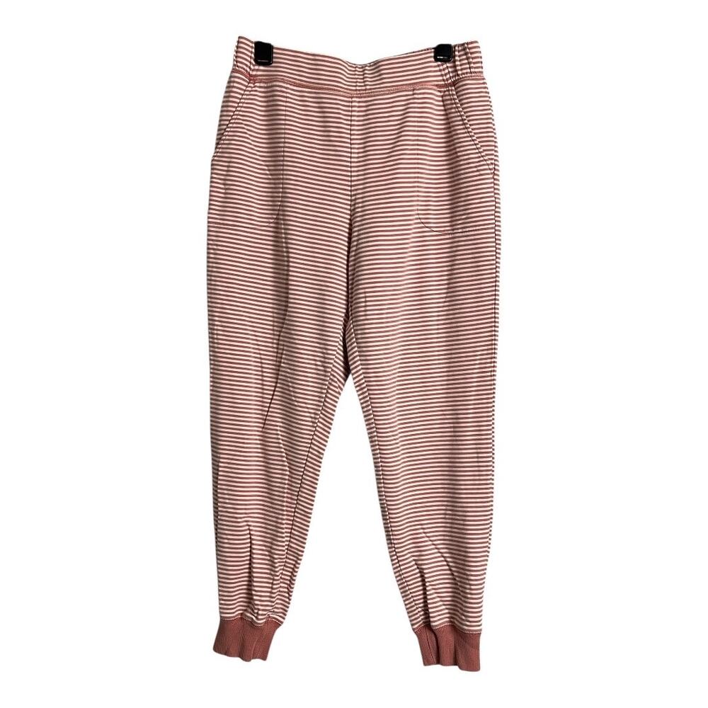 Garnet Hill Women's Striped Jogger Size M Pink & White Casual Style Cotton Blend